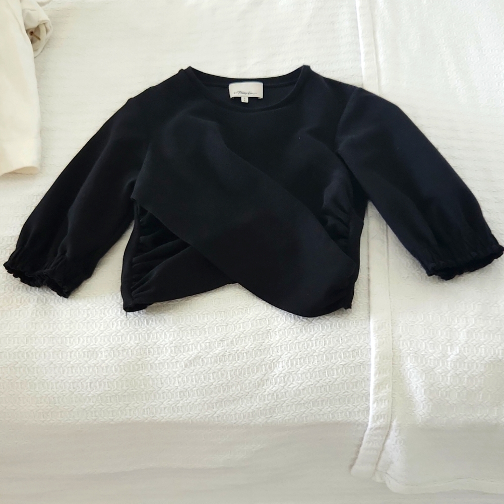 3.1 Phillip Lim Elegant Black Crossover Crop Top